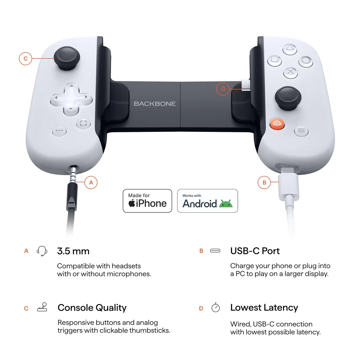 BACKBONE One Mobiler Gaming-Controller für das Android & iPhone 15/16 Series (USB-C) - PlayStation Edition - 2nd Gen - Verwandeln Sie Ihr Handy in eine Spielekonsole - Spiele Xbox, PlayStation & mehr