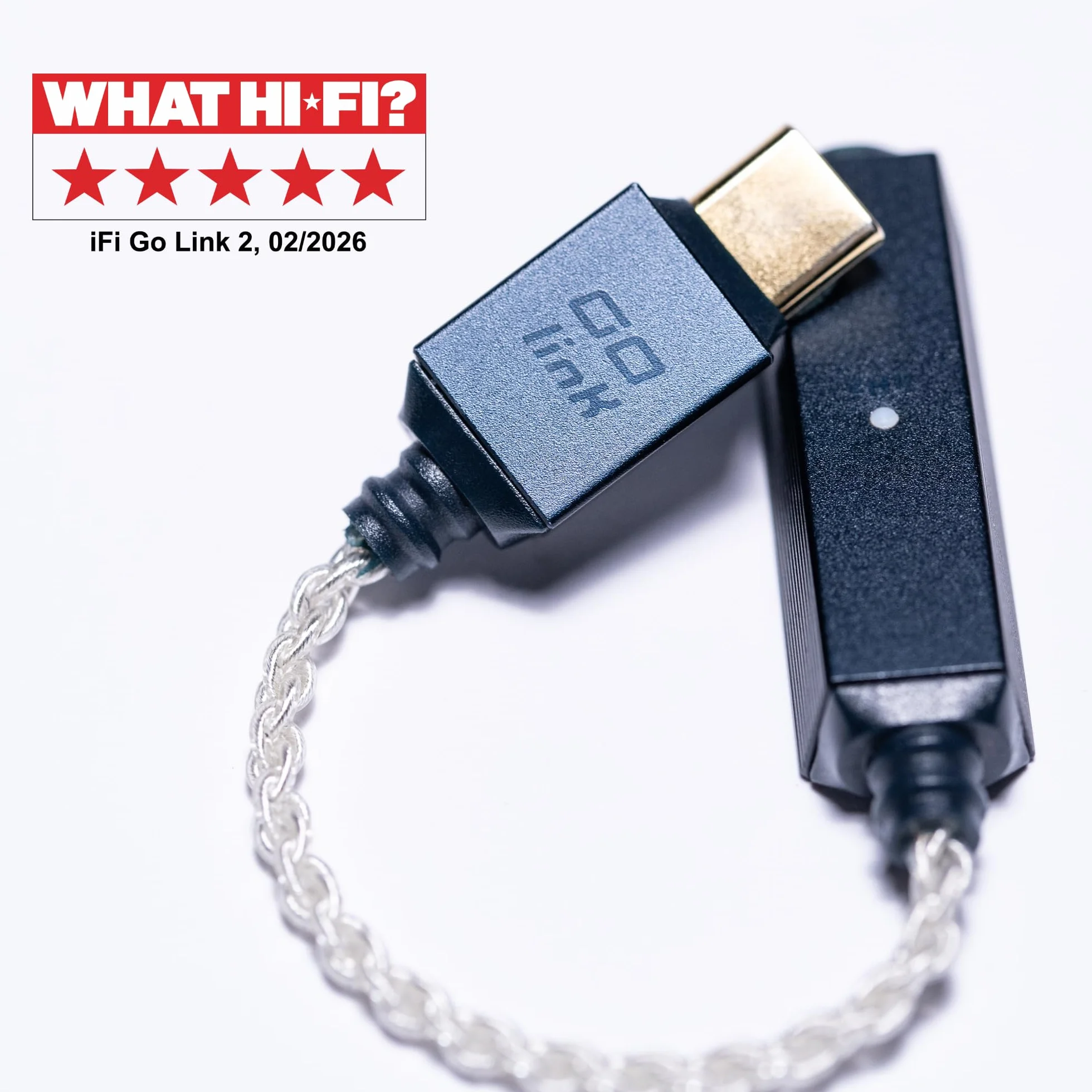 iFi Audio GO Link 2 Tragbarer DAC- und Kopfhörerverstärker USB-C zu 3,5 mm Adapter Hi-Res ESS DAC 32-Bit/384kHz PCM