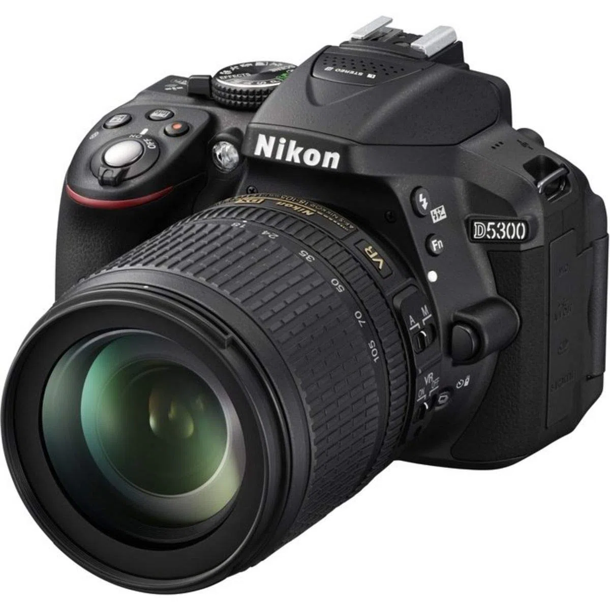 Nikon D5300 SLR-Digitalkamera 24,2 MP 3,2 Zoll LCD Full HD WiFi GPS Kit mit AF-S DX 18-105 VR Objektiv schwarz