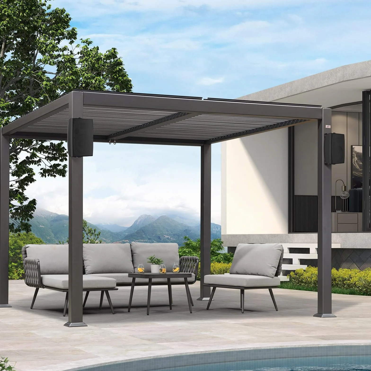 Herdio 6,5 Zoll Outdoor Lautsprecher wasserdicht Passive 2-Wege 400W Wandlautsprecher mit kraftvollem Bass für Patio Home Indoor Poolside Deck Backyard (Paar, Schwarz)