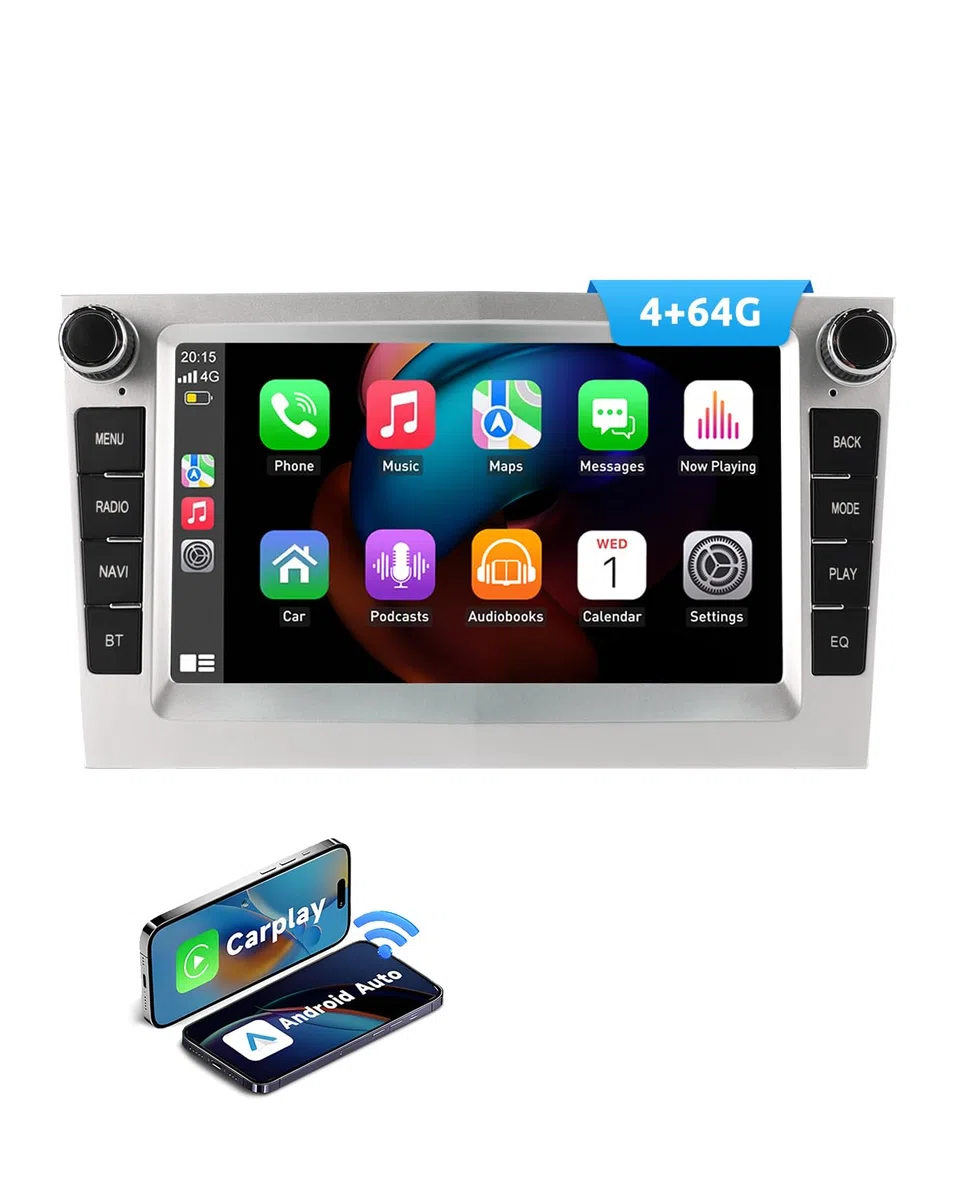 ESSGOO 4+64G Wireless Carplay und Android Auto Autoradio Für Vauxhall Opel Corsa C/D Zafira B Astra G/H Meriva Signum Combo, 7 Zoll Touchscreen Radio mit Bluetooth FM RDS GPS WiFi Silber