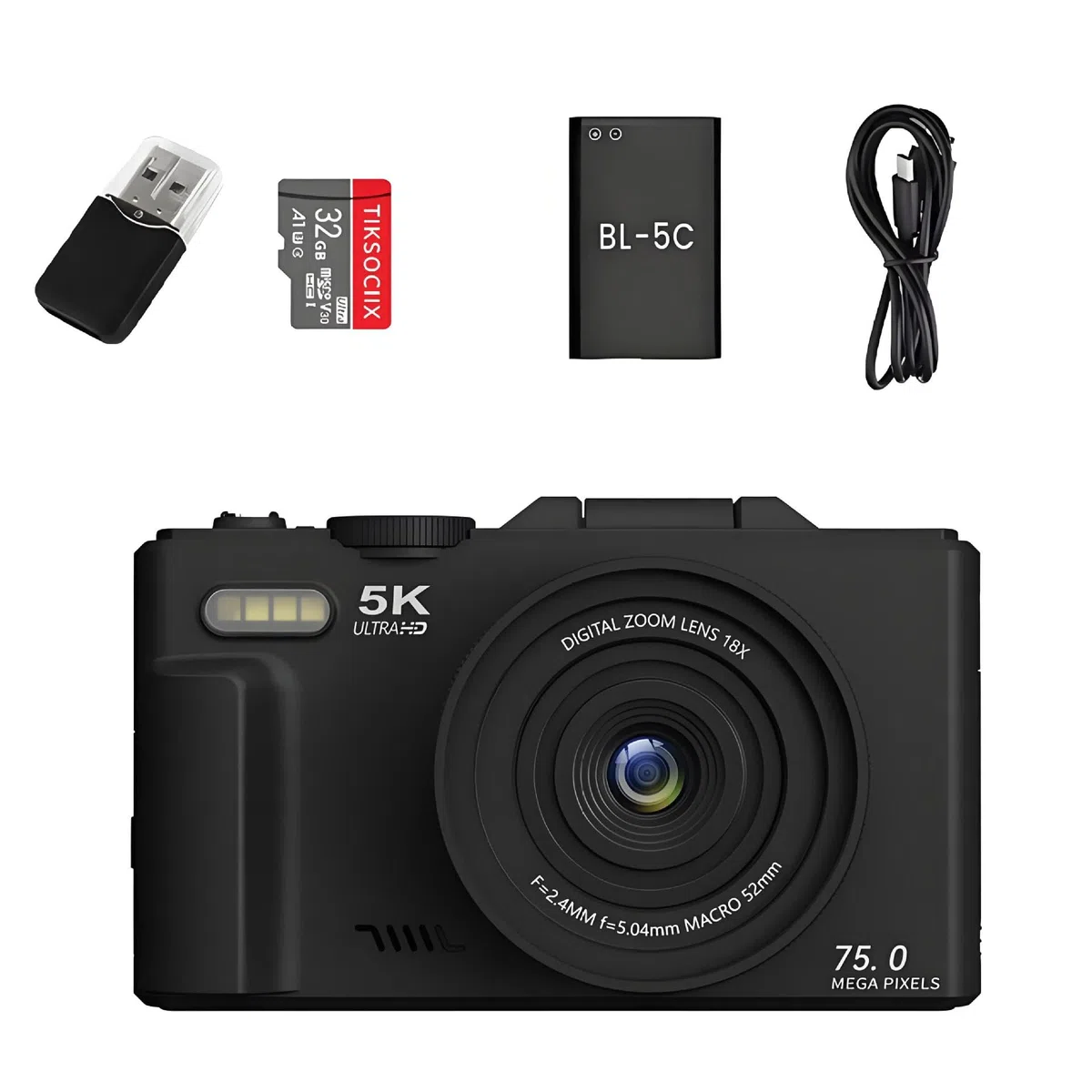 Optinexo 5K Digital Compact Camera Schwarz