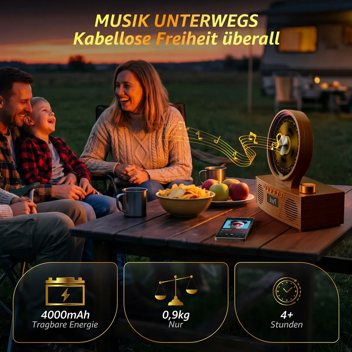 ROADOM CD Player Bluetooth 5.3 mit Dual Lautsprecher, 4000mAh Tragbar Wiederaufladbar, 6-in-1 Wiedergabe CD/USB/TF/FM/AUX, RGB Licht, Retro Desktop CD Spieler für Zuhause