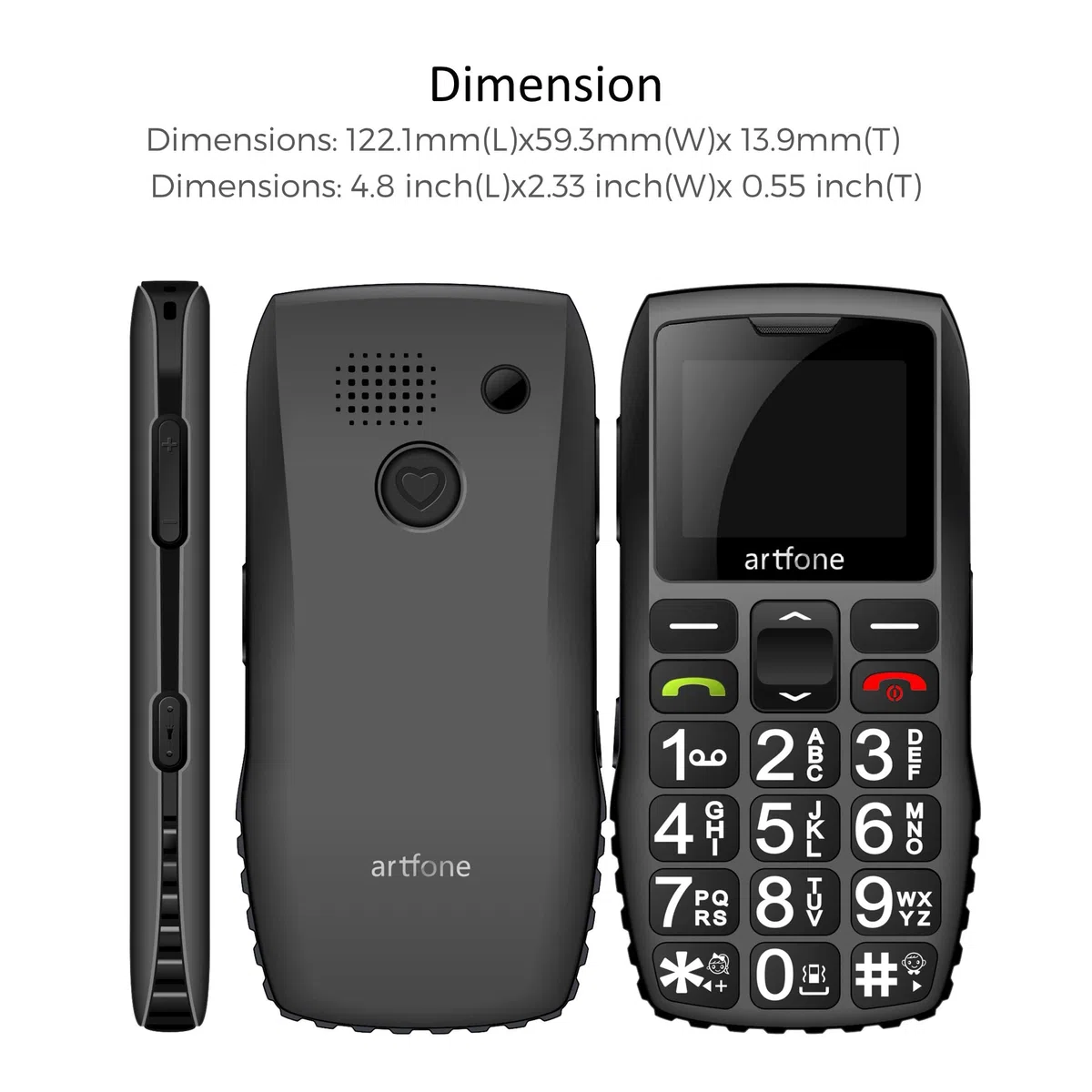 artfone C1+ Seniorenhandy ohne Vertrag | Nano SIM mit Notruftaste | Lange Standby-Zeit | Großtastenhandy mit Ladestation | Mobile Rentner Handy | 1800 mAh Akku