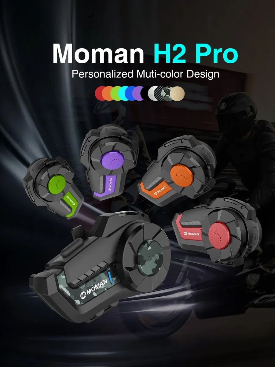 Moman H2 Pro Motorrad Intercom Headset Wireless 5.1 Kommunikationssystem 1000M FM Radio Wasserdicht