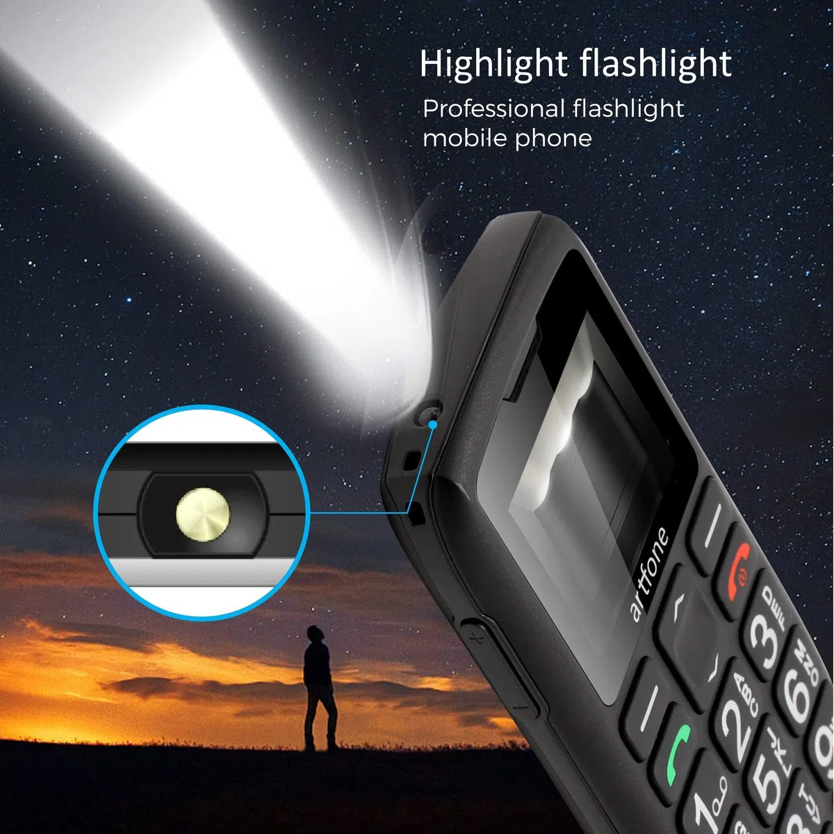 artfone C1+ Seniorenhandy ohne Vertrag | Nano SIM mit Notruftaste | Lange Standby-Zeit | Großtastenhandy mit Ladestation | Mobile Rentner Handy | 1800 mAh Akku