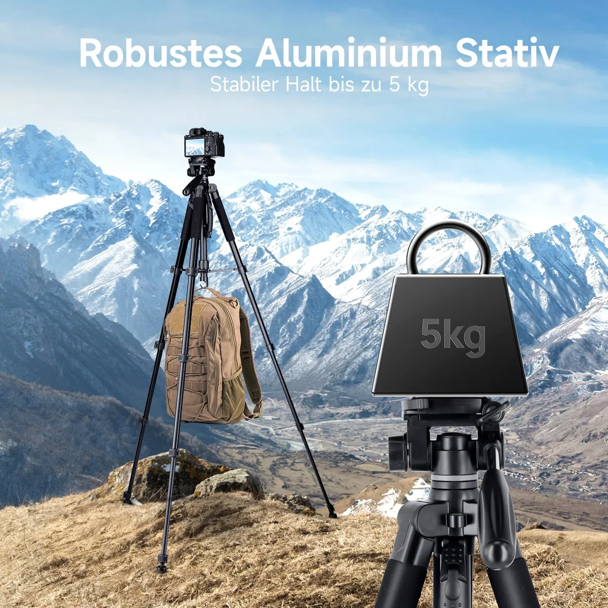 Rollei Compact Traveler Star S4, 188cm Kamera Stativ Leicht Kompakt aus Aluminium Fotostativ mit Kugelkopf für DSLR Dreibeinstativ für Smartphone mit Handyhalterung, Kamerastativ-Camera-Tripod