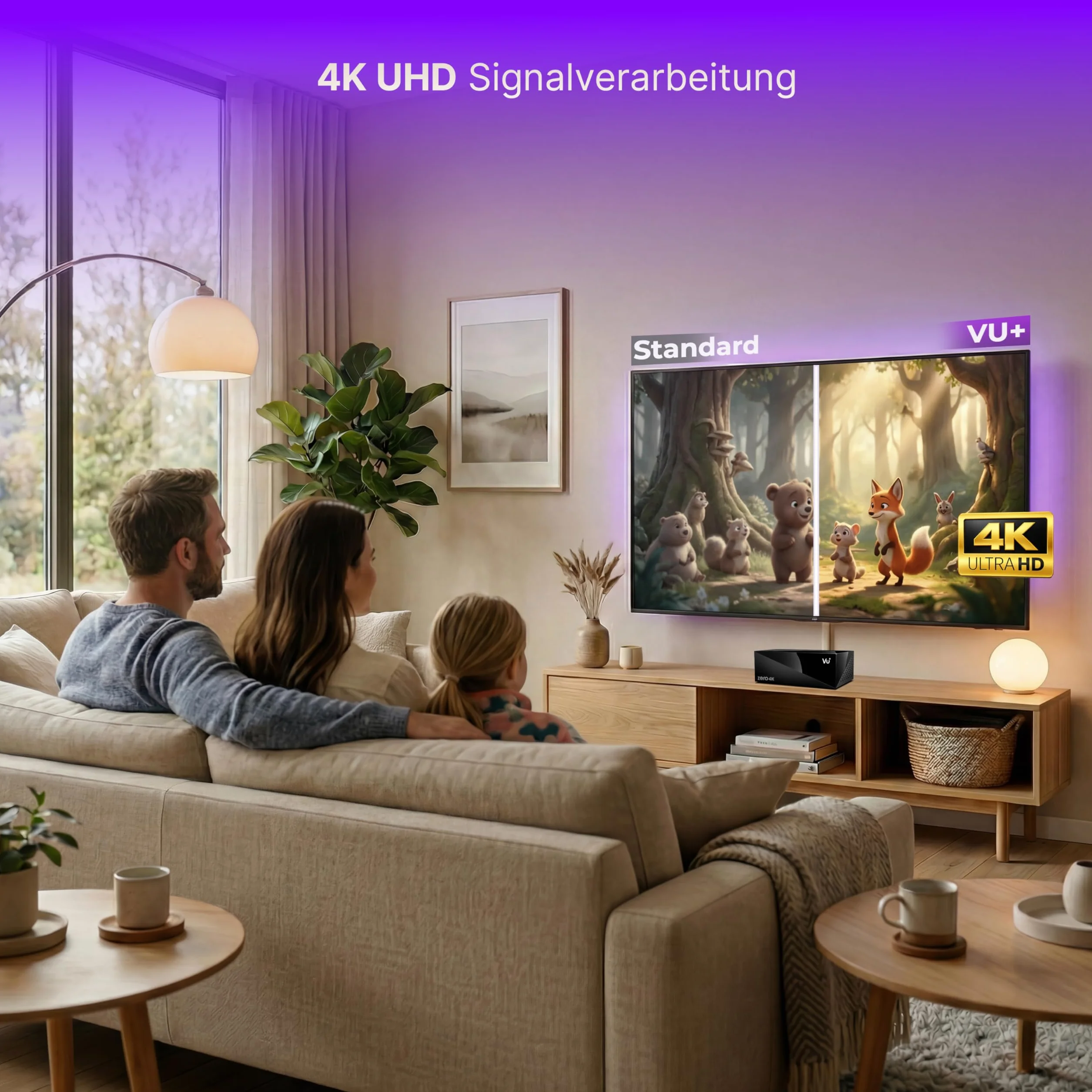 VU+ Zero 4K Combo Kabel- und Antennen-Receiver UHD 2160p – DVB-C/T2 Hybrid-Tuner mit HDR10, HLG, CI+ Slot, Linux Enigma2, HDMI 2.0 und HEVC, freenet TV bereit, lüfterloser Receiver, schwarz