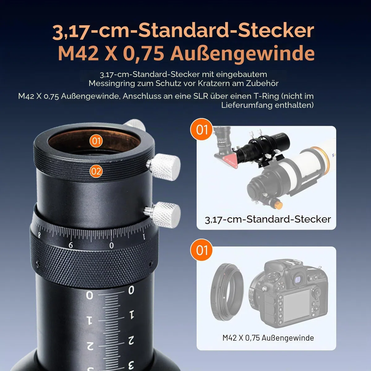 Svbony SV106 Guidescope, 60mm FMC Sucherfernrohr mit 240mm Brennweite Helical Fokussiergerät, Teleskop Sucher Zubehör für Teleskop Astrokamera Autoguide Astrofotografie