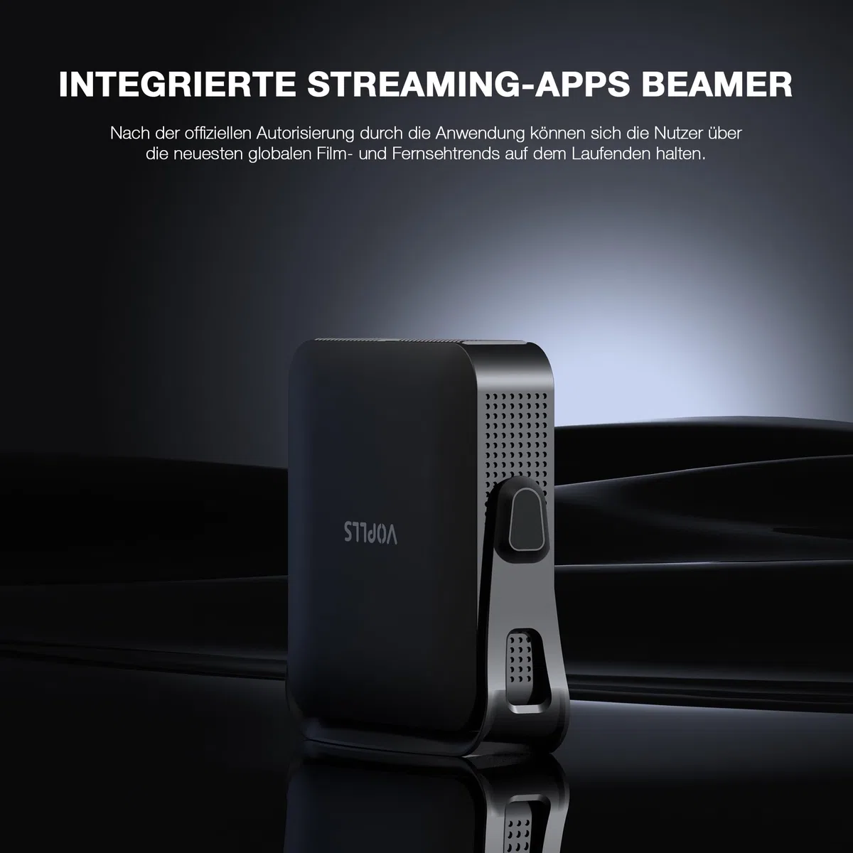 VOPLLS Mini Projektor 1080P Full HD WiFi6 Bluetooth 4K Heimkino Autofokus Trapezkorrektur 800ANSI Schwarz