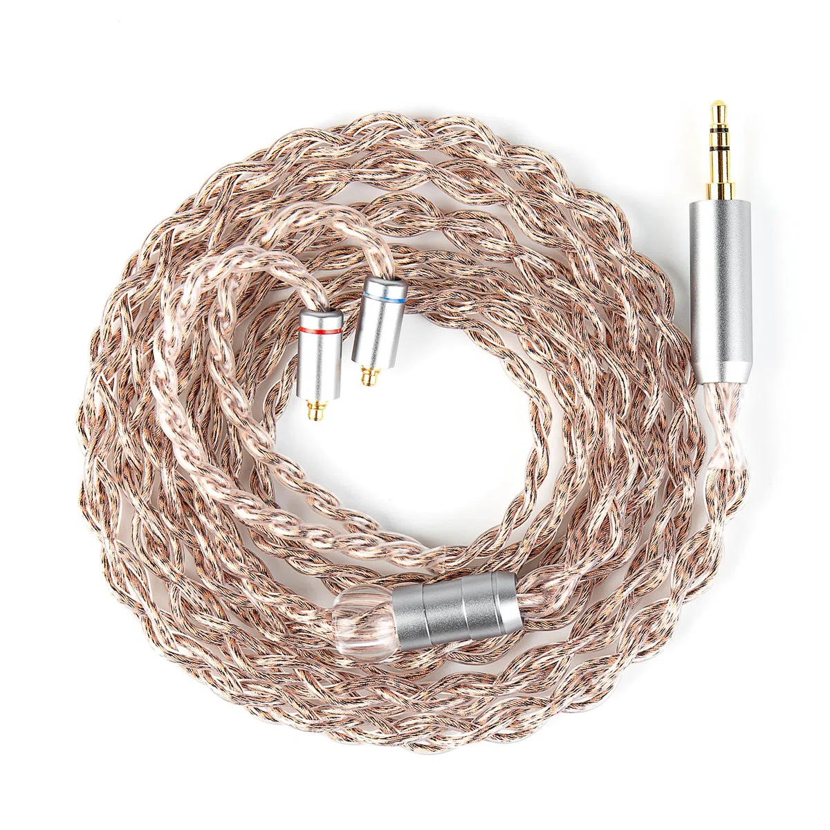 Yinyoo KBEAR Glitter IEM-Ersatzkabel, OCC-Silber-Hybrid Ohrhörer-Kabel, MMCX, 3,5-mm-Stecker, Braun