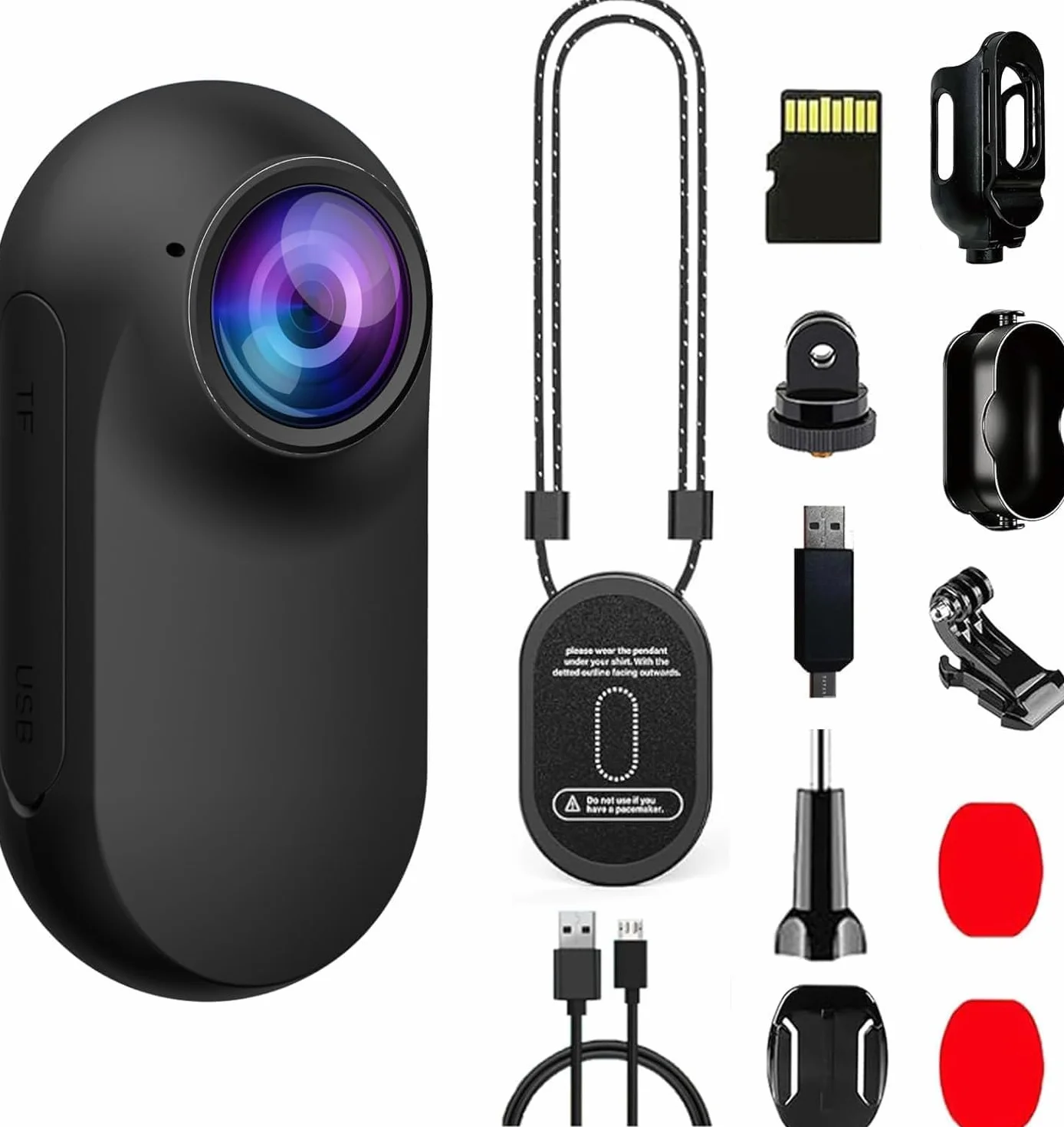 Xilecam Mini Body Cam mit Magnet Trageband, Tragbare Freihändige Kamera（Schwarz+16G）