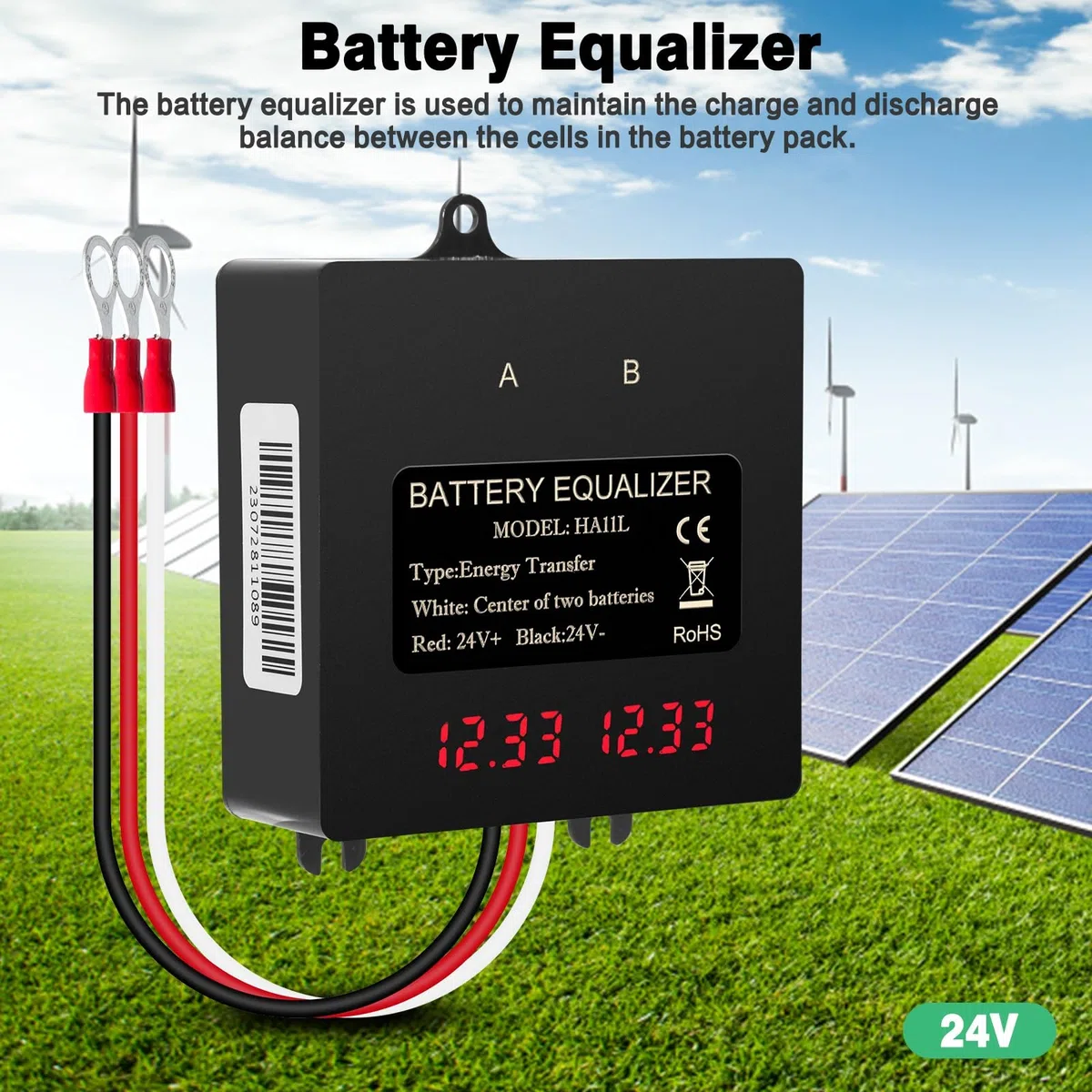 DEWIN Batterie Balancer 24V Digitalanzeige 2x12V Solar System für Blei-Säure-Lithium-Batterie
