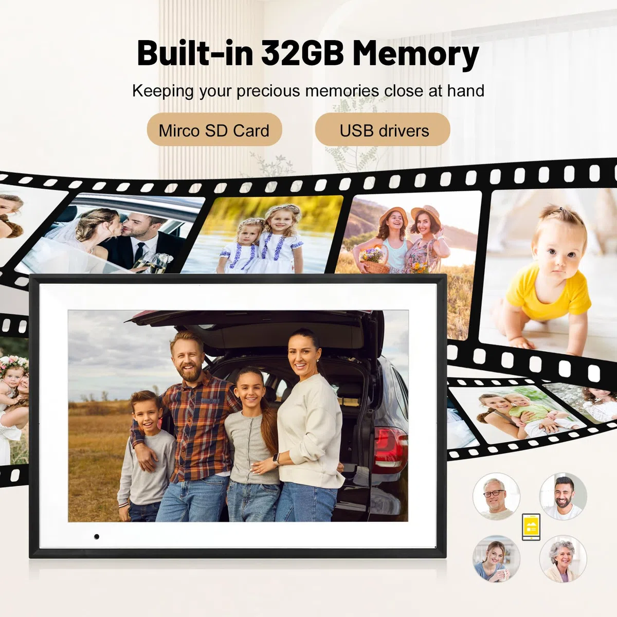 Humblestead Digitaler Bilderrahmen 10,1 Zoll 32GB WiFi 1280x800 HD Touchscreen Schwarz