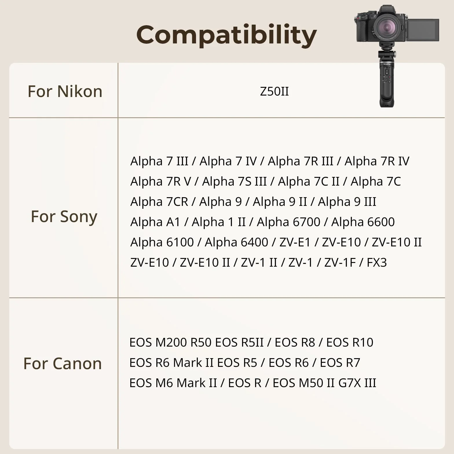 SMALLRIG SR-RG2 Multifunktionaler kabelloser Aufnahmegriff, Verstellbarer Selfie-Stick, ferngesteuerte Kamera, für Nikon, für Canon, für Sony, für Vlogging, Live-Streaming, tägliches Filmen – 4551