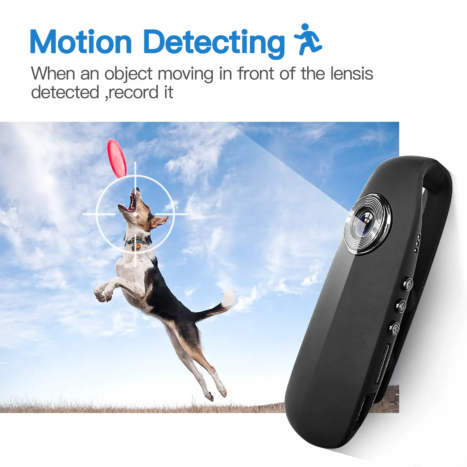 CAMMHD 1080P 32GB Körperkamera Full HD Portable Bodycam One-Key-Aufnahme Bewegungserkennung, 3-7 Stunden Aufnahme, Unterstützung OTG Verbindung (Maximale Unterstützung 512GB)
