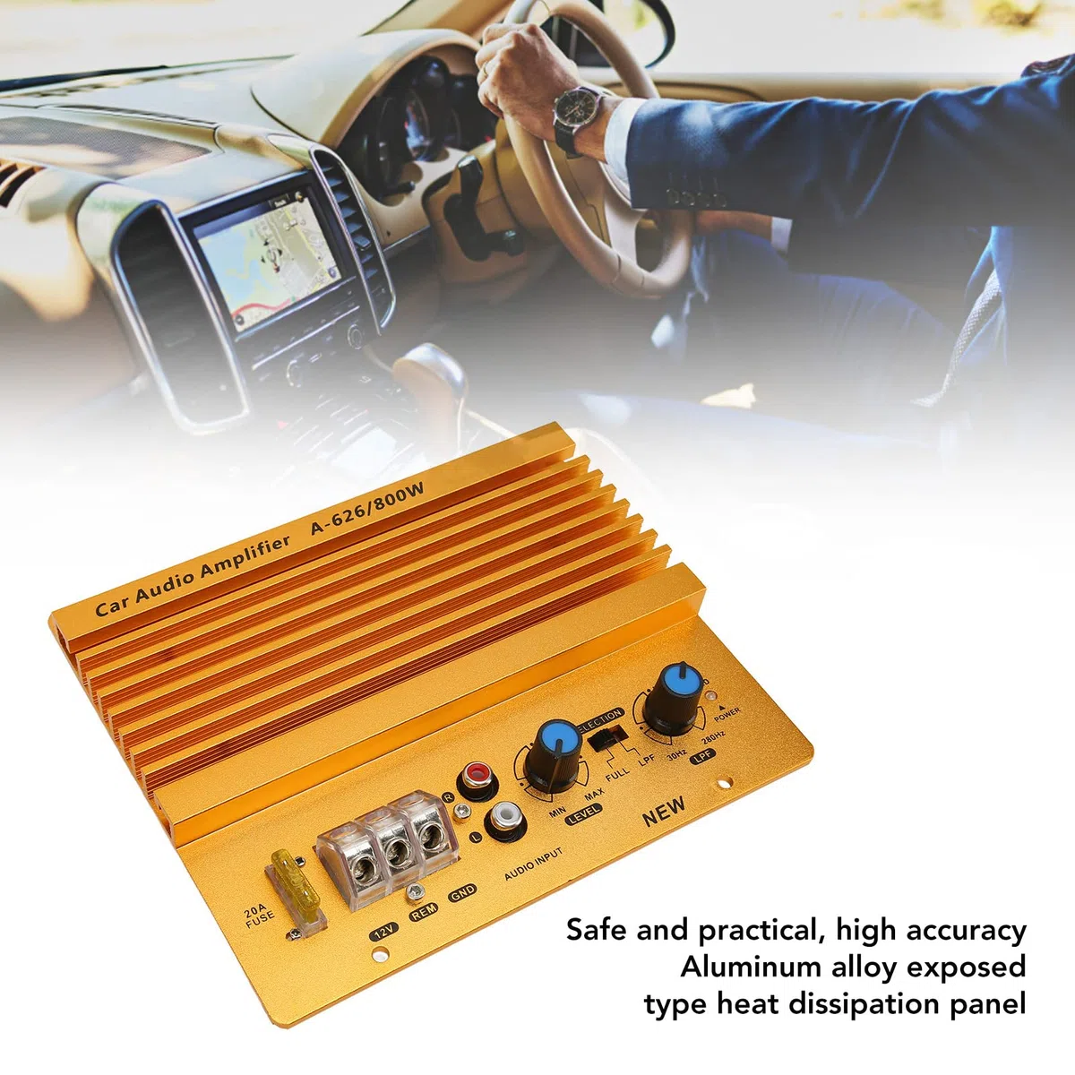 Bewinner 12V 800W Auto-Audio-Hochleistungsverstärker, Verstärkerplatine Leistungsstarke Bass-Subwooferplatine, Dynamischer Sound-Stereoverstärker für Fahrzeuge