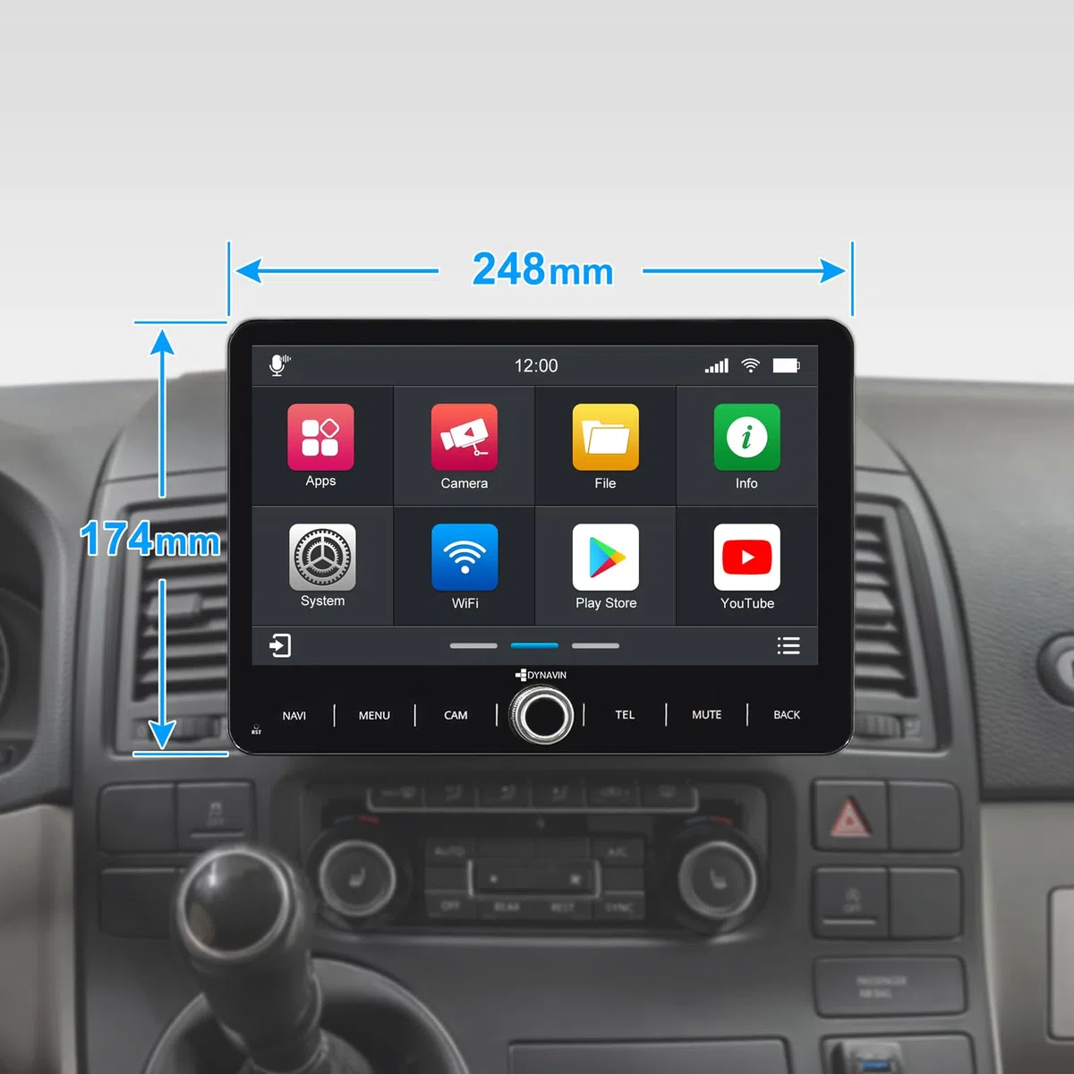 DYNAVIN Android Autoradio Navi für VW T5 T6 Caddy Tiguan Sharan Skoda, 10,1 Zoll Radio mit Wireless Carplay und Android Auto | Head-up Display | Inkl. DAB+: D9-V10W PR F