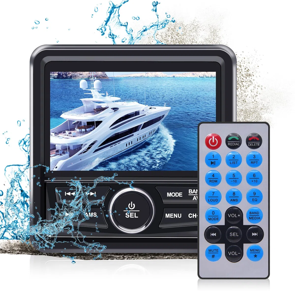 Geloo Marine Boot Stereo Radio Wasserdicht, MP5 Multimedia-Player mit 4.1” LED Digital Display, AM/FM Radioempfänger Universal für Boote, Yachten BZRs und Golfwagen, ATVs