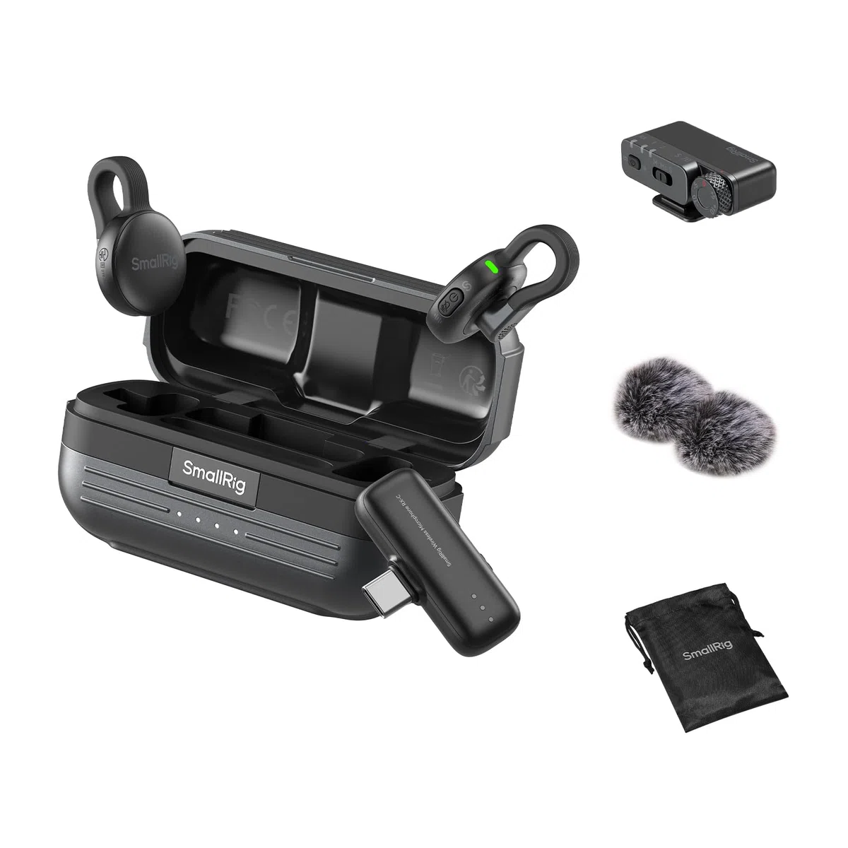 SMALLRIG S70 Wireless Microphone (2 Sender + 2 Empfänger + Ladeschale), USB-C & 3,5-mm-Schnittstellen für Telefone/Tablets/Kameras, unsichtbar & leicht für Vlogs, Hochwertige 48kHz/24bit Aufnahme-5715