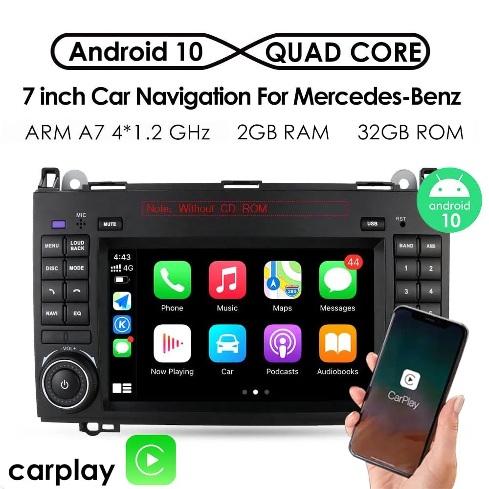 7'' Multimedia AHD GPS Navigation Canbus RDS Radio Audio Player Stereo CarPlay IOS Android+Rückfahrkamera Kompatibel mit Mercedes-Benz W169/W245/W639 W447/Vito/Viano/W906 Sprinter/V W Crafter Onwards