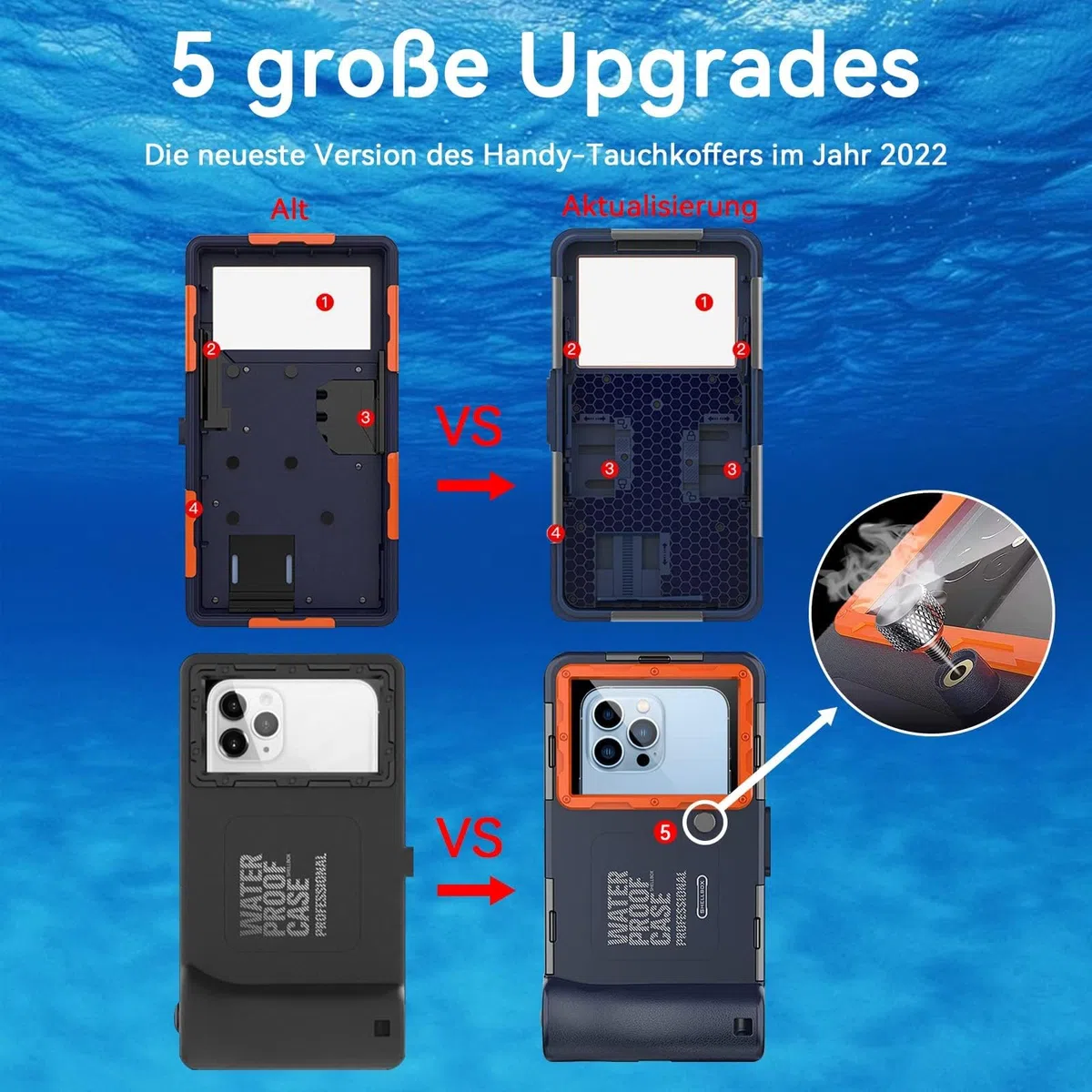 Wasserdichte Handyhülle 15 m Unterwasser-Handyhülle für iPhone 16/15/14/13/12/11 Galaxy S24/S23/S22/S21