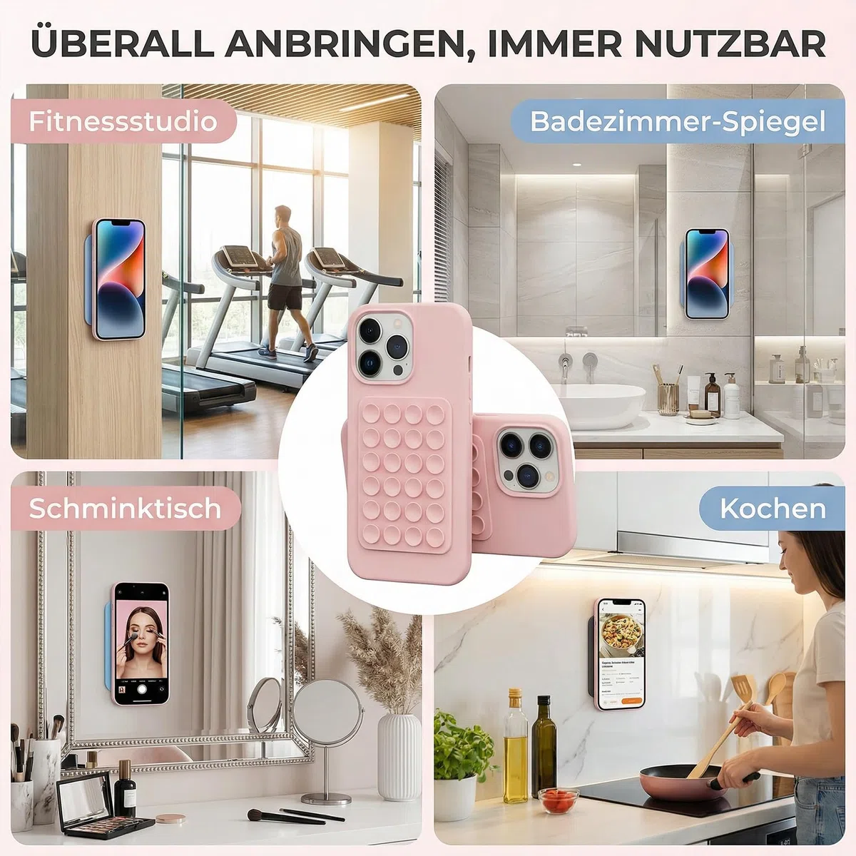 Silikon Handy Saugnapf, Multifunktionale Saugnapf-Halterung, Starke Haftkraft, 10 Stück, 10 Farben
