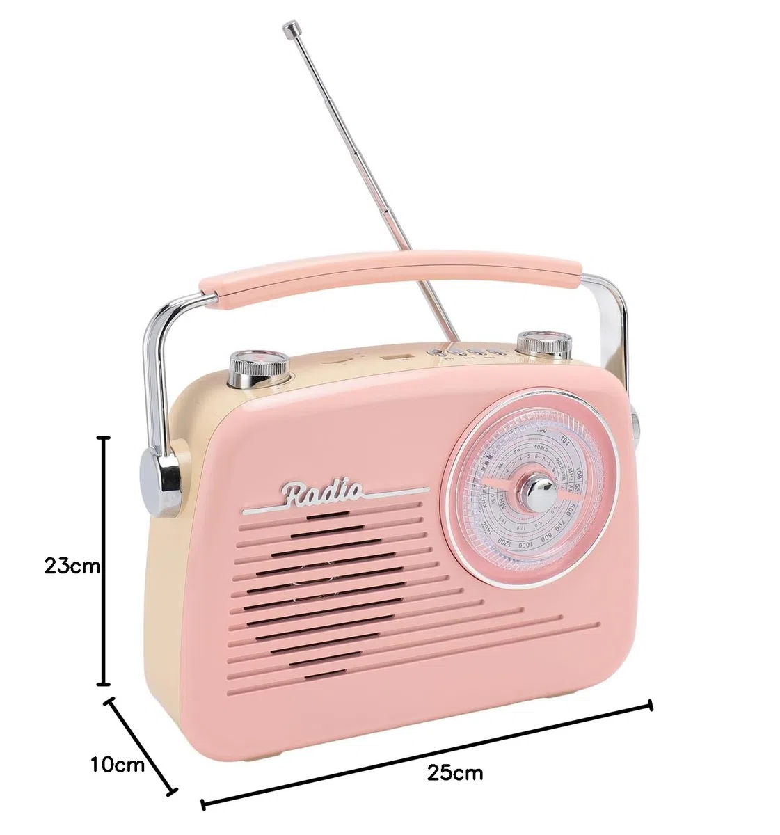 Tragbares Retro-Radio, AM-FM-Radio mit Bluetooth, Kurzwellenradio, Batteriebetrieben oder mit Wechselstrom Betriebenes Retro-Radio mit Großer Lautsprecher-Teleskopantenne für