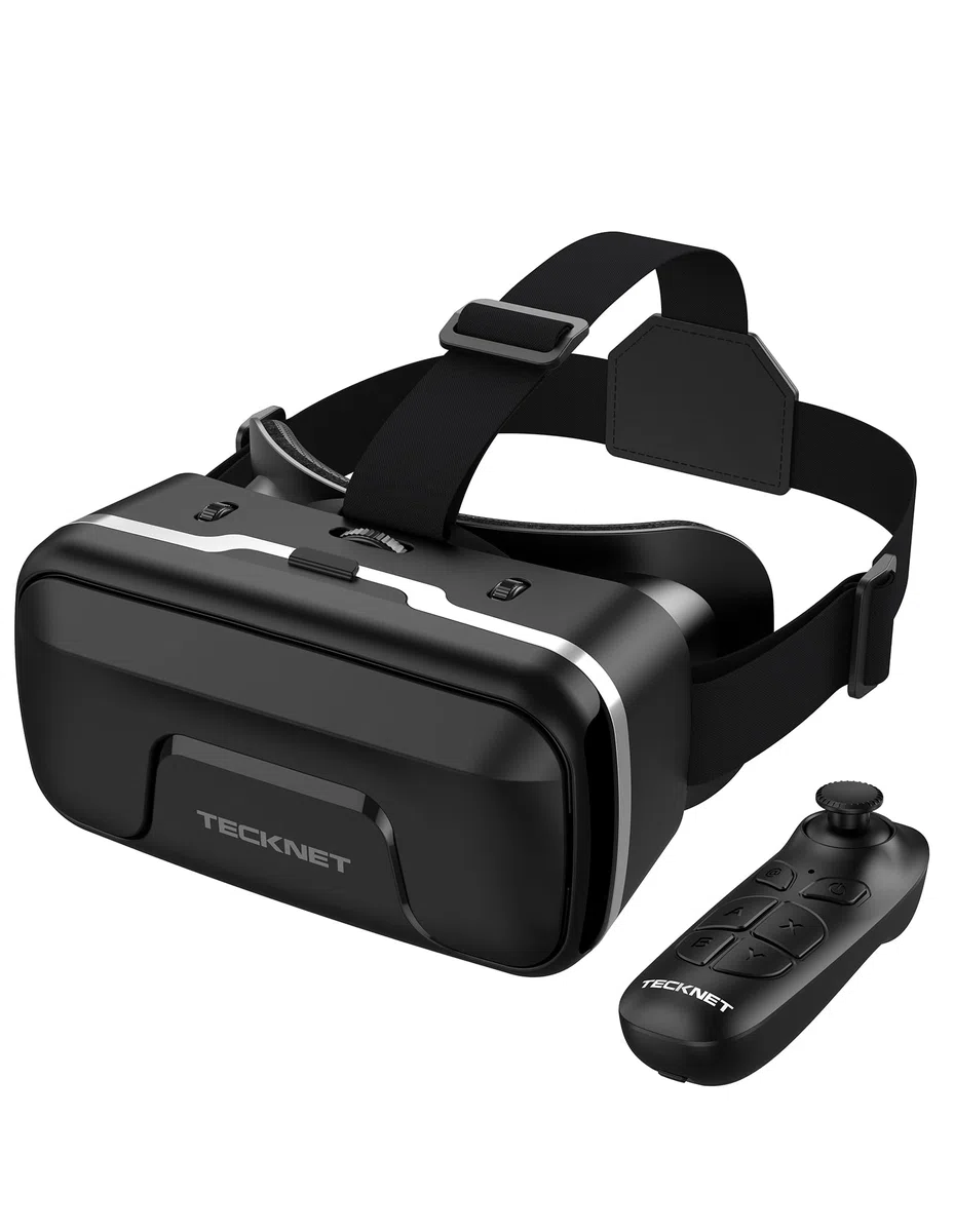 TECKNET VR Brille 3D Virtual Reality-Brille HD 110° FOV Anti-Blaulicht einstellbar für iPhones Samsung 4.7-7.2" Schwarz