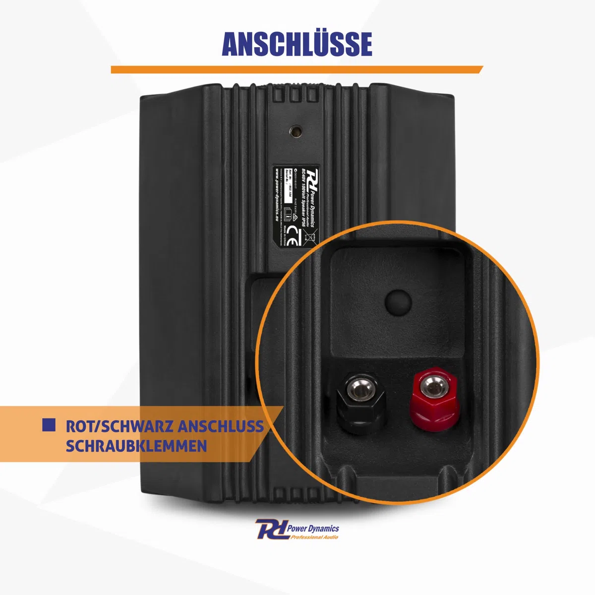 Power Dynamics ODS50B - Lautsprecher Boxen - 2er Set - 100 Watt - 2-Wege Wandlautsprecher für die Festmontage an Wand und Decke - Boxen Set für Zuhause, Gastro, Bars, inkl Montagebügel - Schwarz