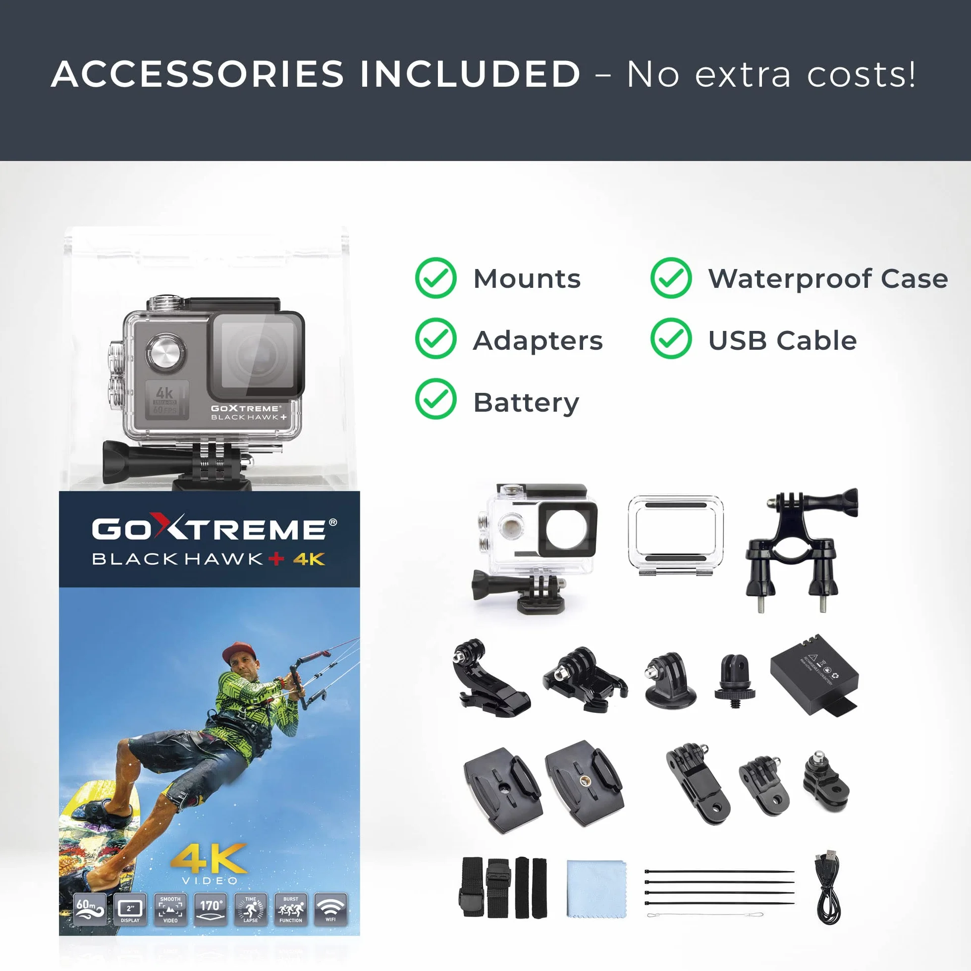 GoXtreme Blackhawk 4K+ ActionCam 4K-60fps Schwarz