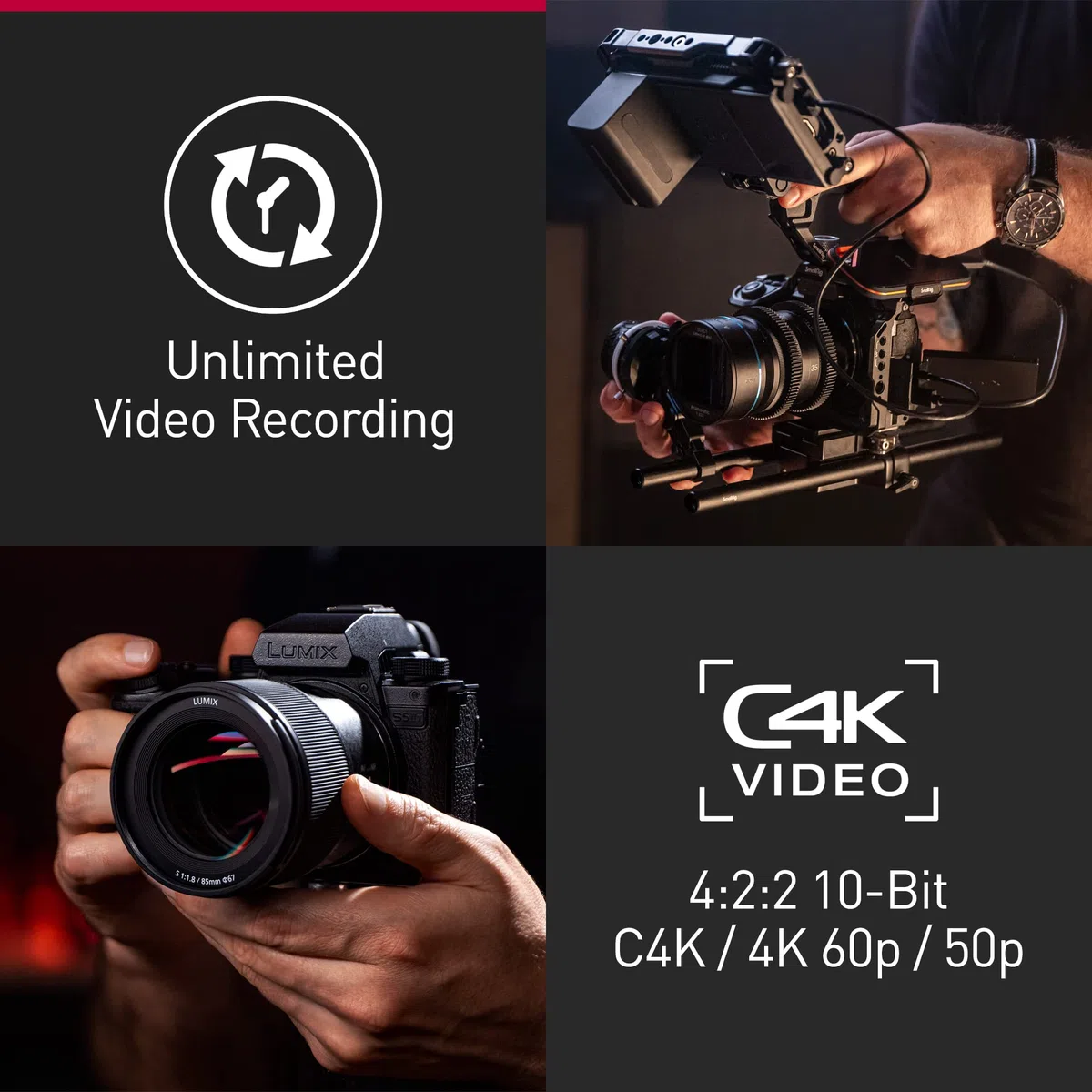 Panasonic LUMIX DC-S5M2XCE Spiegellose Vollformatkamera mit LUMIX S 50mm F1.8 Objektiv, 4K 60p & 6K 30p unbegrenzte Aufnahme, Flip Screen, WLAN, Hybrid-Phasen-AF, Active IS, DMW-BLK22 Akku, Schwarz