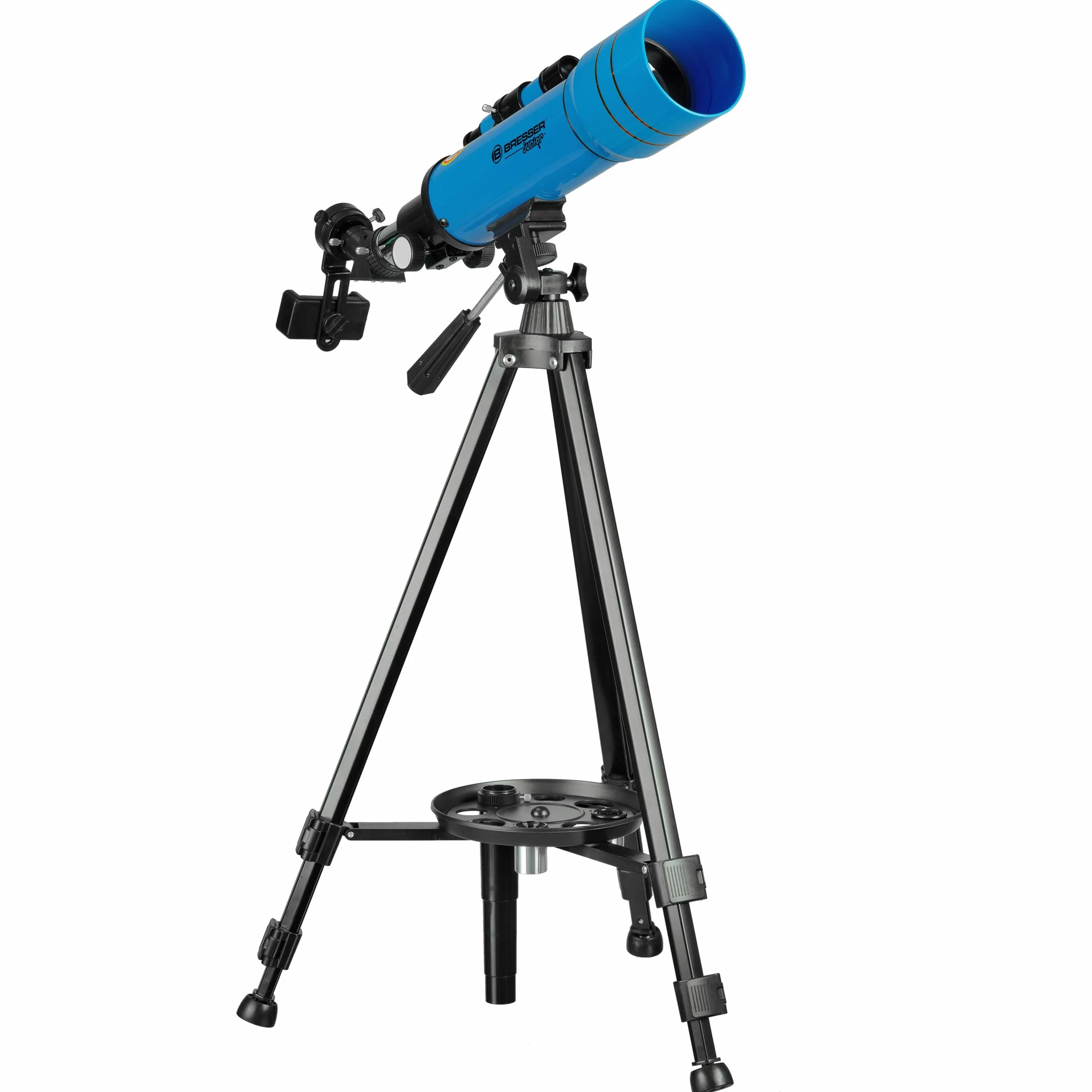 Bresser Junior Kinderteleskop 70/400 Linsenteleskop für Kinder ab 8 Jahren, Astronomie Einsteiger, Teleskop mit Rucksack, Zubehör & Smartphone-Halterung, Nachthimmel Beobachtung blau