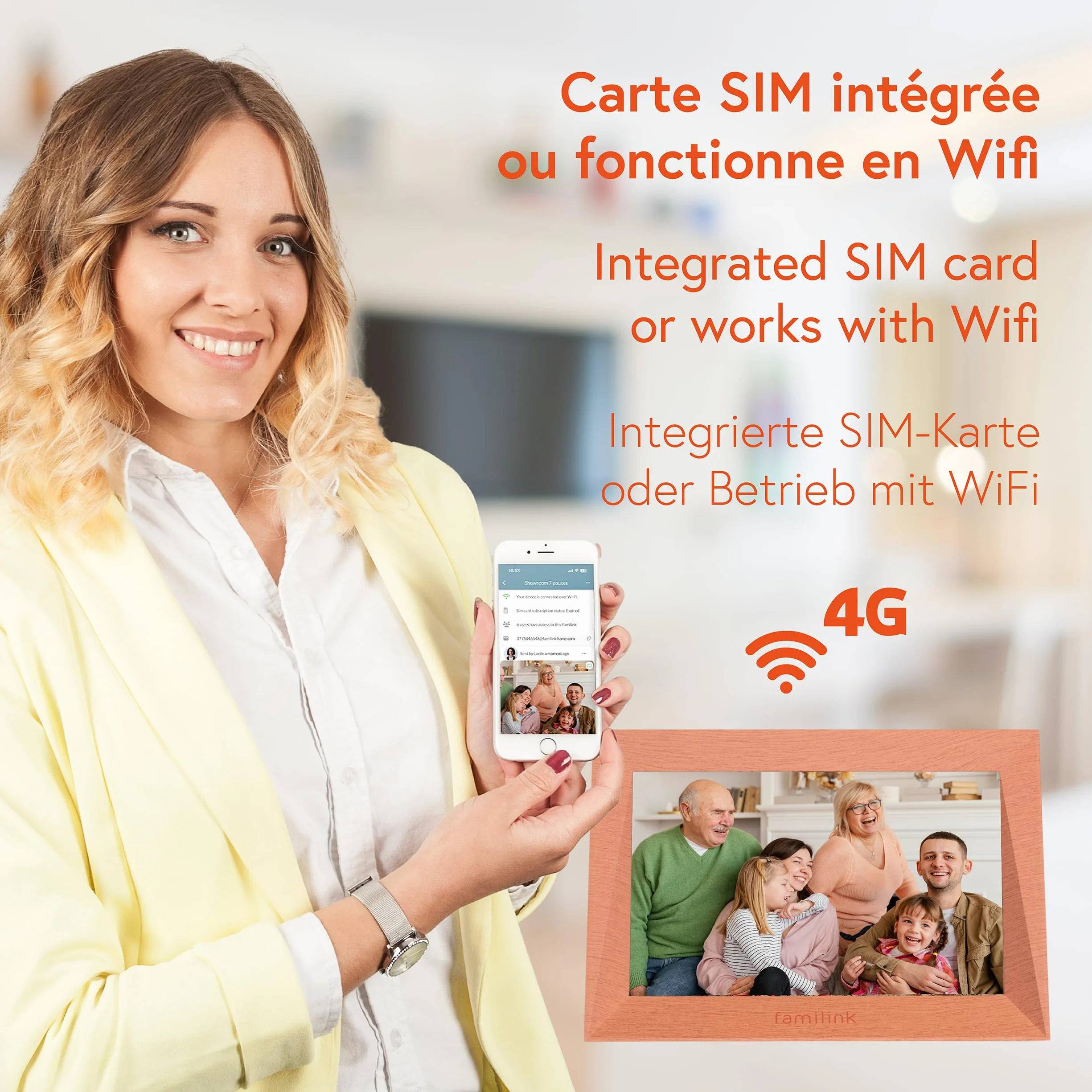 4G Digitaler Fotorahmen für die ältere Generation - Arbeitet mit 4G oder mit Wi-fi - Teilen Sie Bilder einfach mit Ihren Großeltern - Bildschirm 10 Zoll