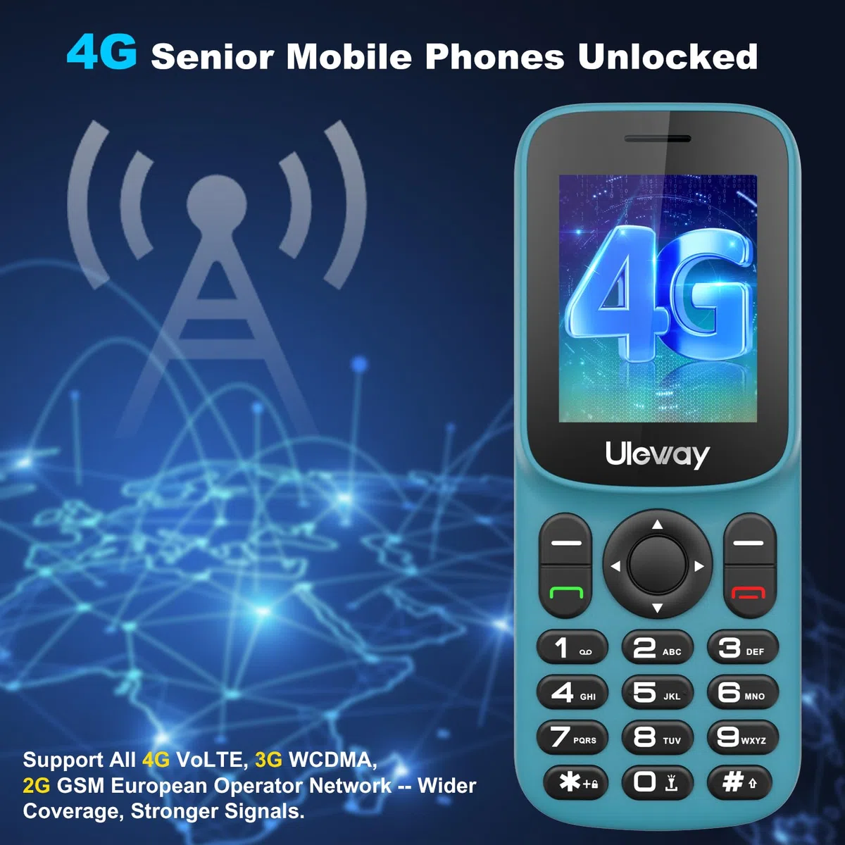 4G LTE Telefon Mini Tastenhandy Ohne Vertrag Tastentelefon Einfach Mobiltelefon 1.7 Zoll Farbdisplay Bluetooth 1000mAh Lange Standby-Zeit Dual SIM Tragbar Seniorenhandy mit LED-Taschenlampe