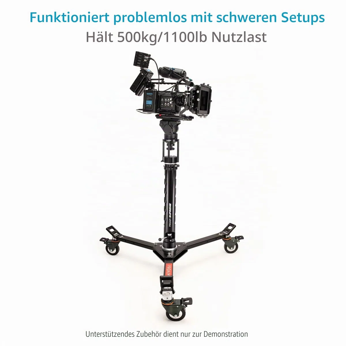PROAIM Lineo Tragbarer Videokamera-Boden-Dolly - Robuster professioneller Studio-Dolly für Stative mit doppelten Spikes - Unterstützt eine Nutzlast von 500 kg / 1100 lb (P-PRT-D)